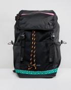 Asos Design Hiker Backpack In Black With Colored Trims - Black