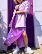 Urban Threads Double Breasted Coordinating Blazer In Lilac-purple