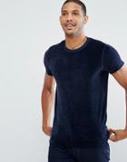 Selected Homme+ T-shirt In Velour - Navy