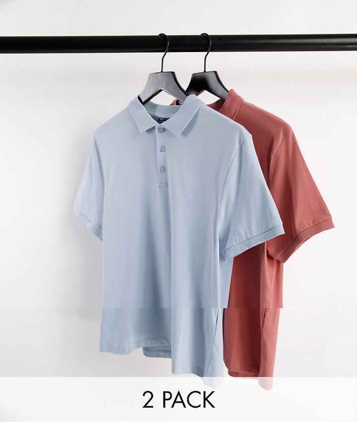 Asos Design 2 Pack Organic Jersey Polo-multi