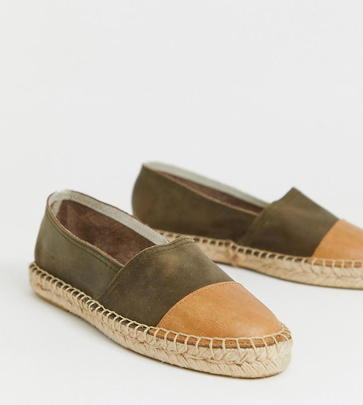 Solillas Exclusive Khaki Suede Espadrilles With Tan Toe Caps - Green