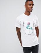 Boohooman T-shirt With Rose Print In White - White