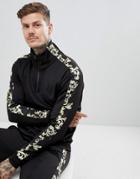 Siksilk Overhead Half Zip Track Jacket In Black With Baroque Side Stripe - Black