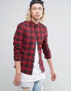 Asos Skinny Check Shirt In Red - Red