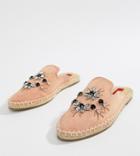 London Rebel Embellished Espadrille Mules - Pink