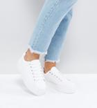 Asos Design Wide Fit Day Light Chunky Flatform Lace Up Sneakers-white