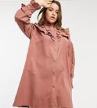 Lola May Curve Smock Dress With Volume Sleeves-pink