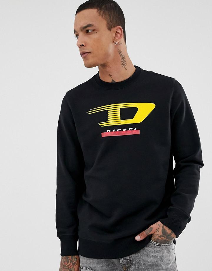 Diesel S-giry4 Logo Crew Neck Sweat In Black