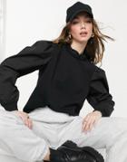 Vila High Neck Sweatshirt With Balloon Sleeves In Black