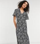 New Look Tall Tiered Hem Midi Dress In Star Print-multi