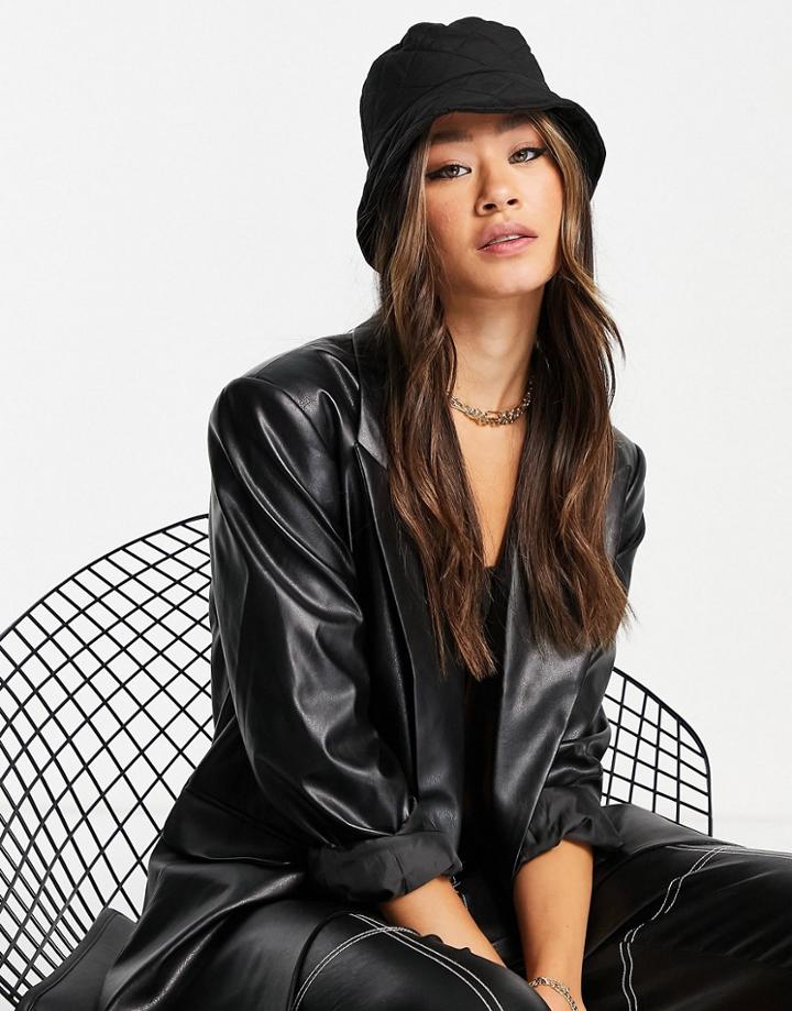 Asos Design Quilted Bucket Hat In Black