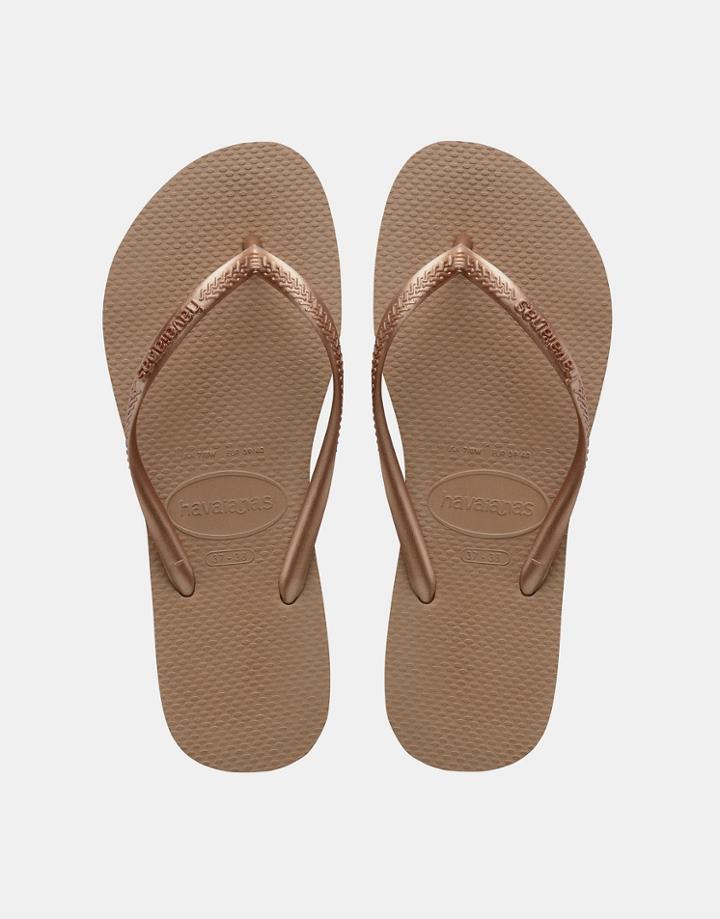 Havaianas Slim Flip Flops In Rose Gold