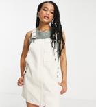 Dr Denim Petite Overall Dress In Ecru-white