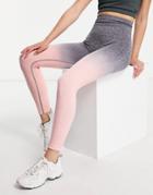 Love & Other Things Gym Seamless Ombre Knitted Leggings In Pink & Gray-multi