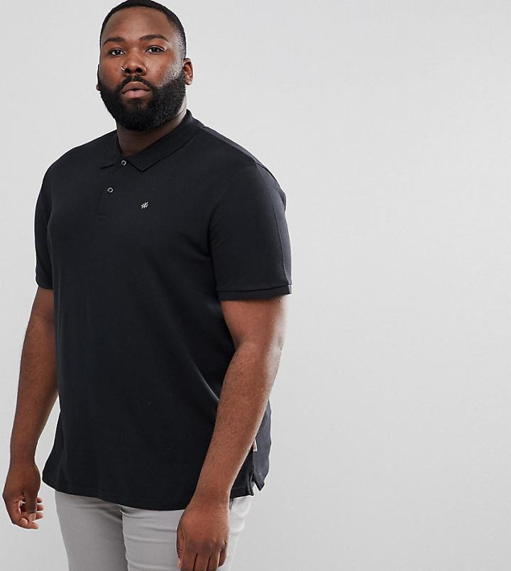 Jack & Jones Originals Plus Polo Shirt With Branding - Black