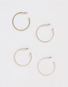 Asos Design Pack Of 2 Hoop Earrings With Engraved Rope Detail In Gold Tone