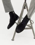 Selected Homme Suede Lace Up Boot On Crepe Sole - Black