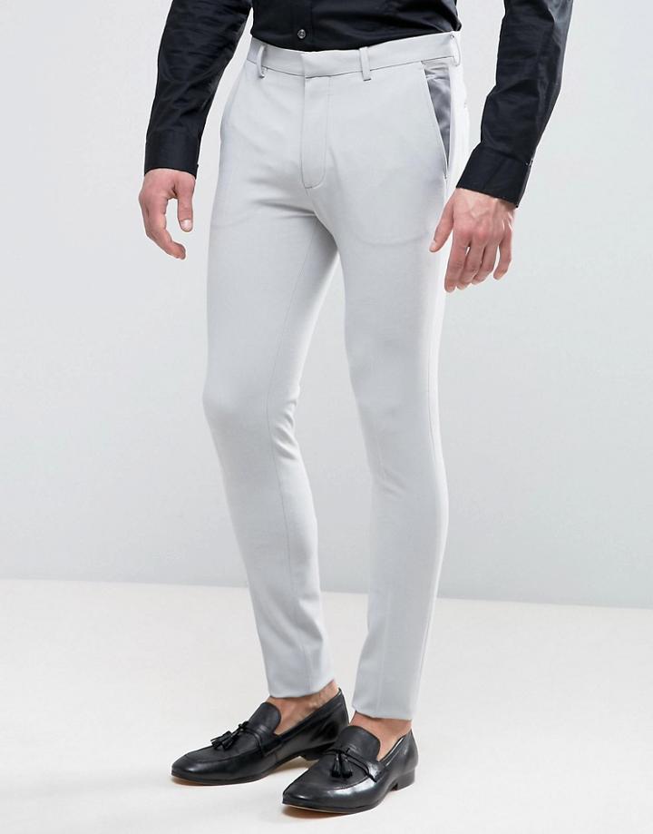 Asos Super Skinny Prom Tuxedo Suit Pants In Gray - Gray