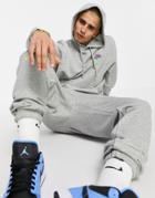 Nike Essential Fleece+ Multi Logo Hoodie In Gray-grey