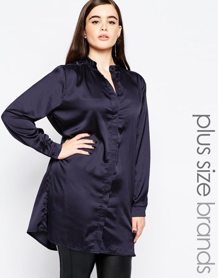 Missguided Plus Shirt Dress - Navy