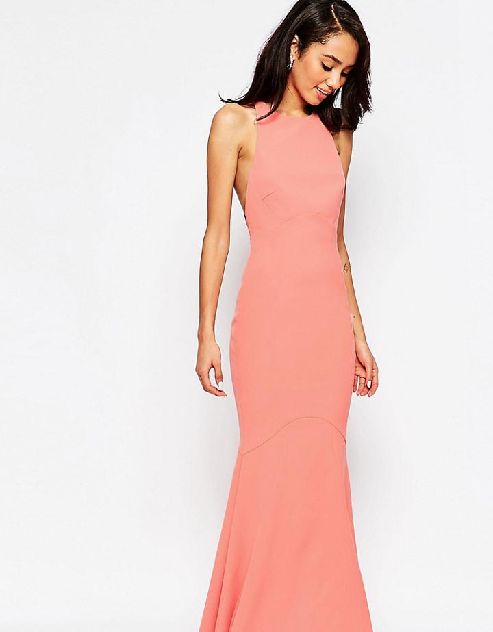 Jarlo Petite Carmelita Maxi Dress With Plunge Back - Pink