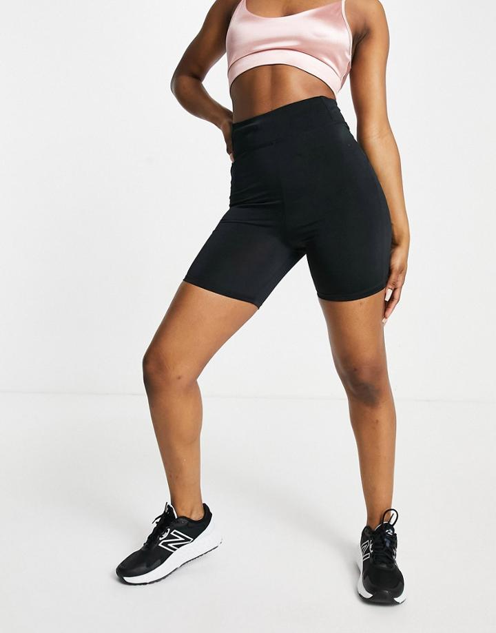 Flounce London Gym Running Short With Drawstring Waist And Bum Sculpt In Black