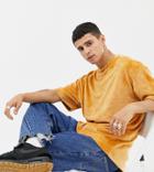 Collusion Regular Fit Velour T-shirt In Mustard - Yellow