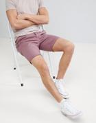Asos Slim Chino Shorts In Purple Taupe - Pink