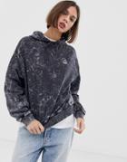 Cheap Monday Washed Effect Hoodie With Skull Print With Organic Cotton - Black