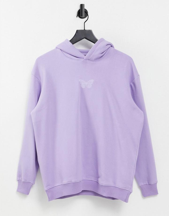 Threadbare Luna Butterfly Oversize Hoodie In Lilac-purple