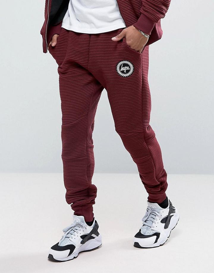 Hype Skinny Joggers In Burgundy Rib - Red