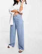 Vila Wide Leg High Waist Jeans In Light Blue Denim-blues