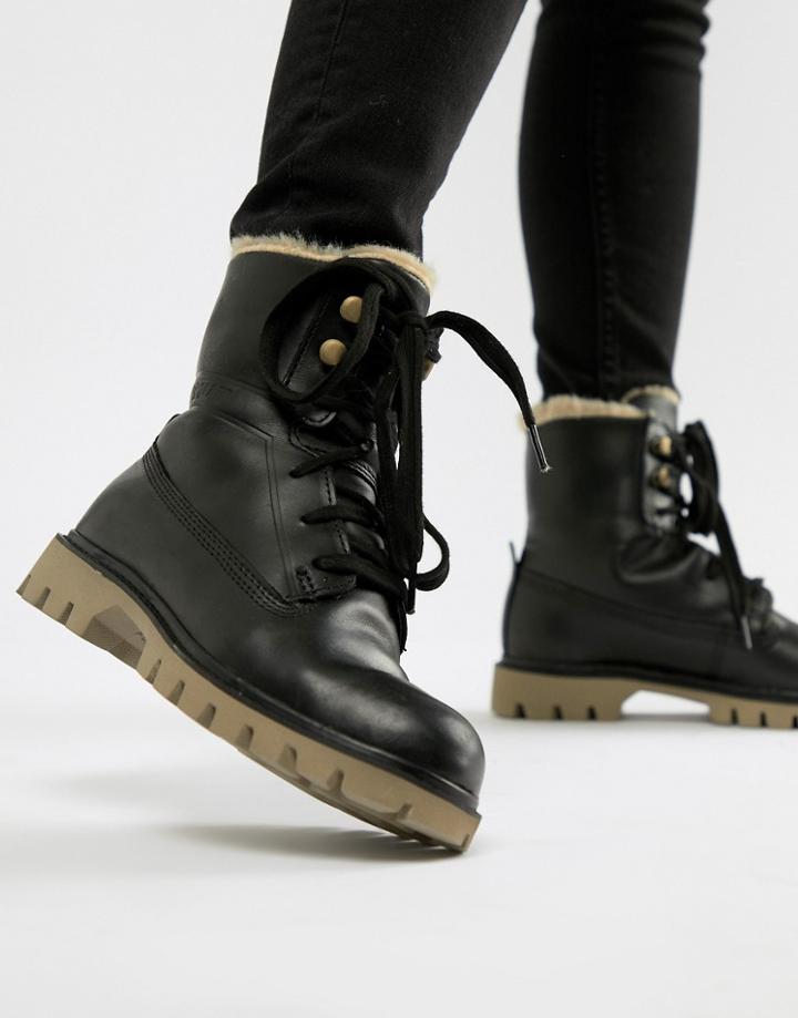 Caterpillar Leather Lace Up Boots - Black