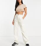 Stradivarius Petite Str Straight Leg Cargo Pants In White