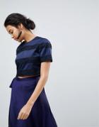 Keepsake Northern Light Beaded Crop Top - Navy