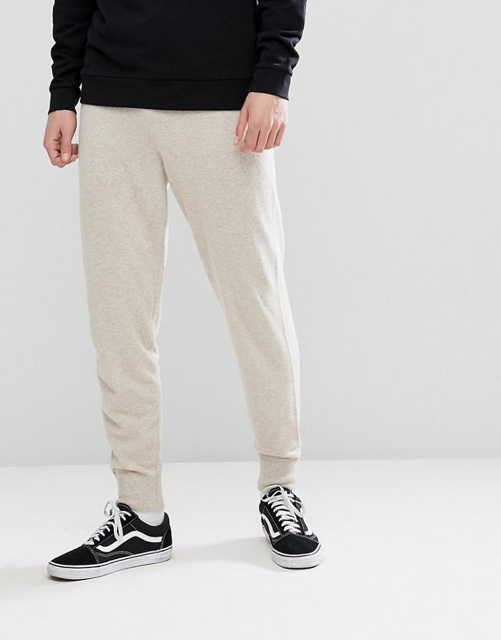 Asos Cashmere Mix Joggers In Oatmeal - Beige