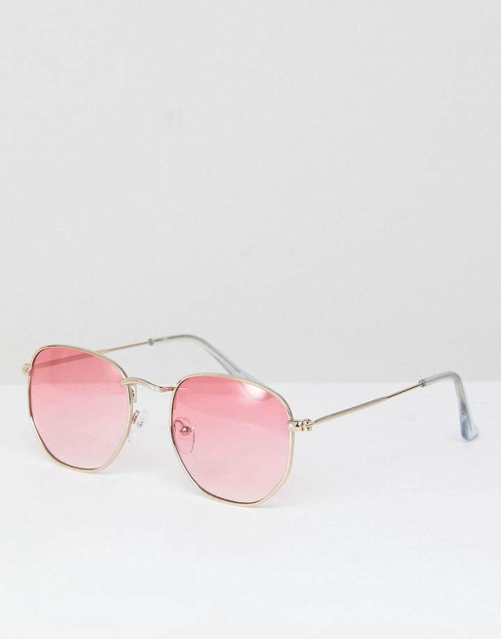 Jeepers Peepers Metal Round Sunglasses With Yellow Tinted Lens - Silver