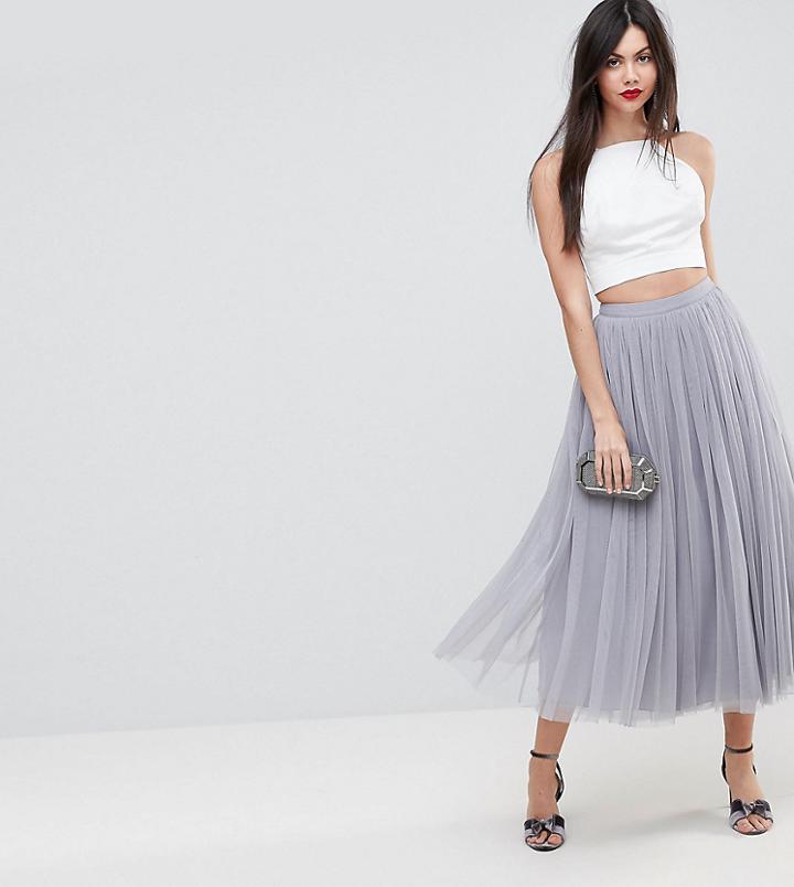 Asos Design Tall Tulle Midi Prom Skirt-pink