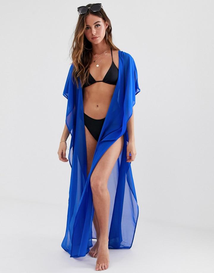 Candypants Wide Sleeve Blue Beach Kimono In Blue - Blue