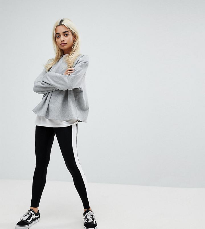 Asos Petite Leggings With Side Stripe - Black
