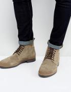 Frank Wright Brogue Boots Taupe Suede - Brown
