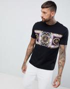 Asos Design Relaxed T-shirt With Baroque Panel Print - Black