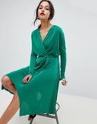 Y.a.s Wrap Dress With Asymmetric Hem - Green