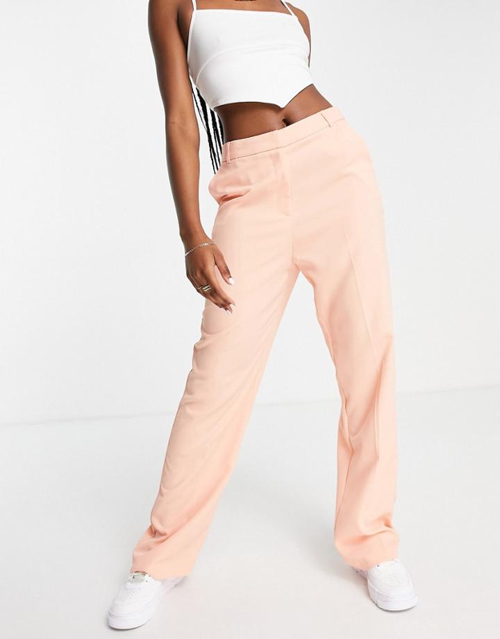 Asos Design Straight Leg Pants In Peach-orange