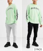 Asos Design Lightweight Super Skinny Sweatpants 2 Pack In Black/gray Marl-multi