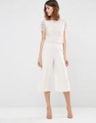 Warehouse Lace Top Jumpsuit - Cream