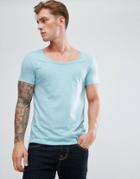 Asos T-shirt With Deep Scoop In Blue - Blue