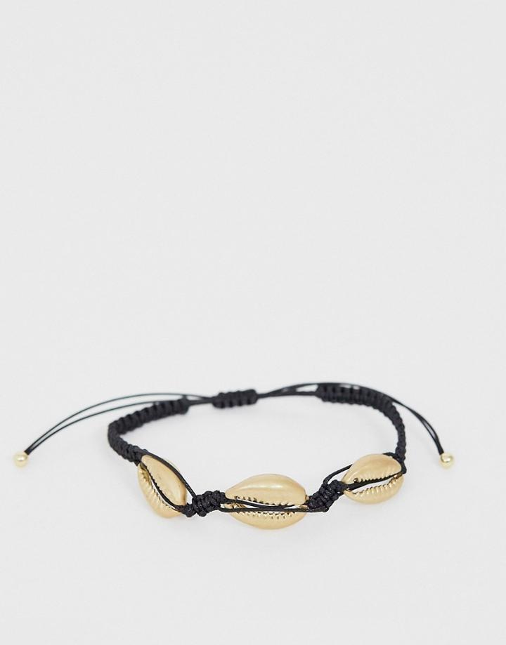 Designb Shell Woven Bracelet In Gold - Gold