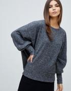 Y.a.s Ribbed Batwing Knitted Top - Gray