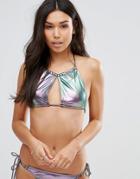 Motel Iridescent Bikini Top - Petrol Iridesce